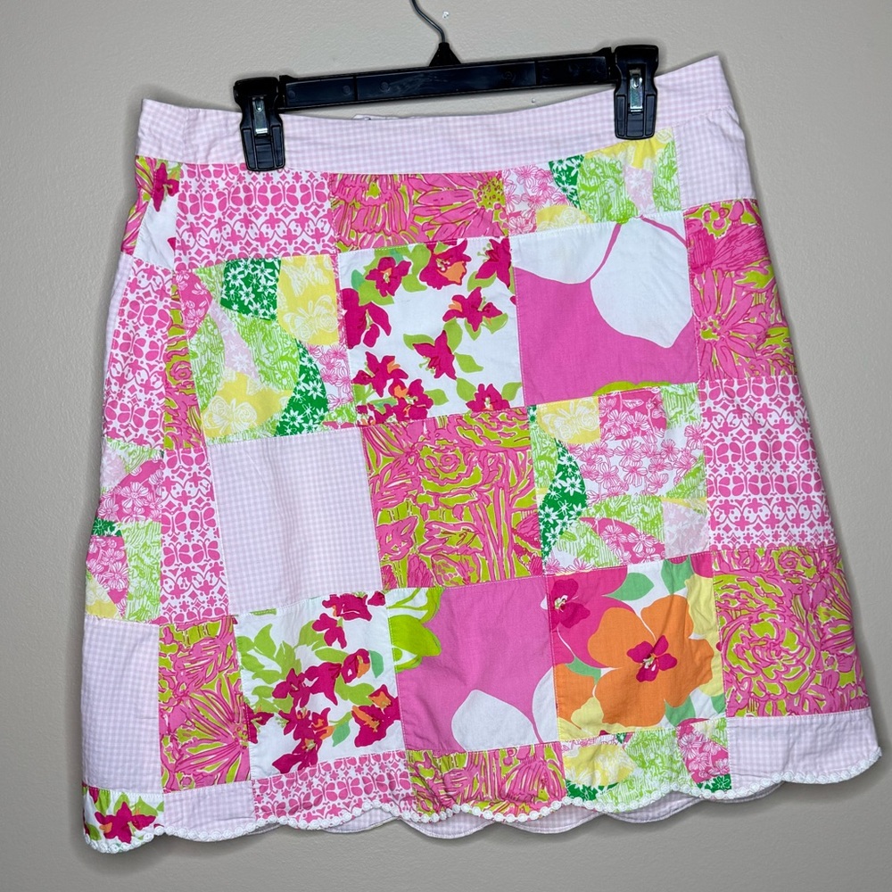 Lilly Pulitzer Pink and White Quilted Style Mini Skirt - Picture 1 of 16
